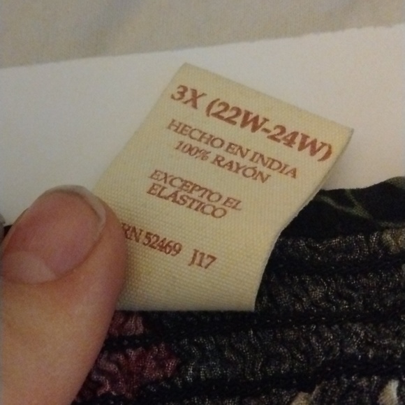 Faded Glory 3X Pink Flower Black Shirt - Picture 4 of 6